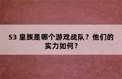 S3 皇族是哪个游戏战队？他们的实力如何？